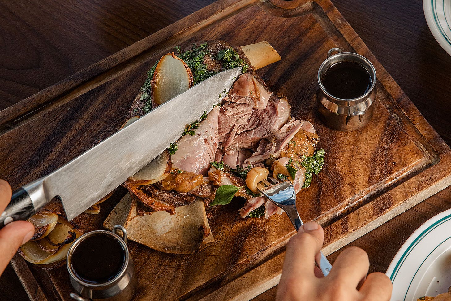 Someone tucks into an impressive looking roast at The Bridgman